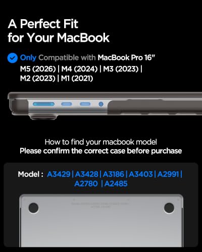 Spigen for MacBook Pro 16 inch case M5/Pro/Max (2026) M4/M3/M2/M1 Pro/Max (2024-2021) A3403 A3186 A2780 A2485, Air Skin Matte Thin Semi Clear Cover, Frost Black - color: Frost Black, size: Macbook Pro 16" M5/M4/M3/M1 (2026-2021)