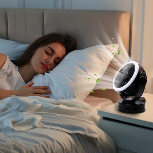 Rechargeable RV Cooling Fan Light, 4-Speed Portable Desk Fan, Dia: 5.5inch, Rotatable Clip-On & Wall-Mount Fan for Home Office RV Travel, 5000mAh Battery - color: Black