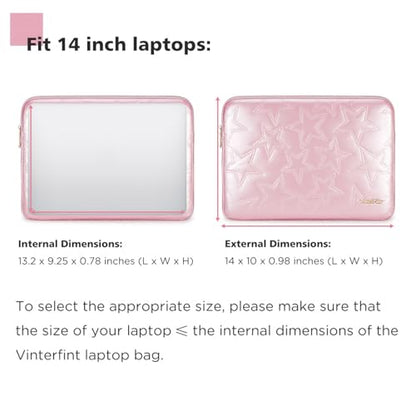 14 inch Laptop Sleeve Case for 14" MacBook Pro M5 M4, Surface Laptop Studio 2, ThinkBook 14 Gen 8, IdeaPad 3i, Yoga Slim 7X, Inspiron 14, 14.5" XPS 14, HP ThinkPad Notebook Bag Cover, Pink - color: Pink, size: 14 inch / Macbook 14