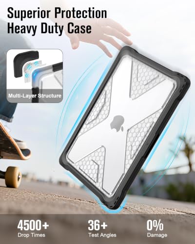 Fintie Rugged Case for MacBook Neo 13 Inch A3404 2026, Clear | Heavy Duty, Fingerprint Resistant, Shock-Absorbing, TPU Bumper, Hard Shell, Snap-On Cover, Work Travel Study Daily Use - color: Clear