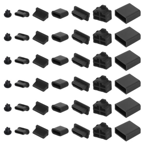 50 Pcs USB Cover Cap, Anti Dust Plugs Charging Port Protector Stopper | Silicone Multifunctional Computer Accessories Ethernet Protector Stoppers for USB C and A, RJ45, 3.5 mm Headphone (7 Types)