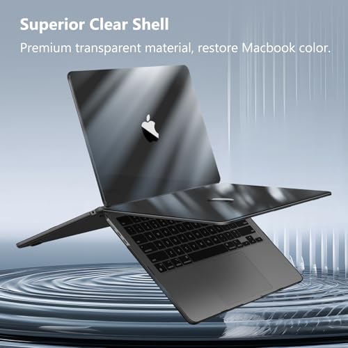 Fintie Case for MacBook Air 13.6 Inch A3449 A3240 A3113 A2681 (2022-2026 Release), [Ultra-Transparent] Slim Snap On Hard Shell Cover for MacBook Air 13 Inch with M2 M3 M4 M5 Chip, Crystal Black - color: Crystal Black