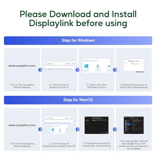 Displaylink Docking Station, Triple Display DisplayLink Dock for MacBook M1/M2/M3 Windows, 4K@60Hz Laptop Docking Station with 2 HDMI, 2 Display Port, PD, USB C Data, 4 USBA, Ethernet, Audio - size: 14-in-1 Displaylink docking station