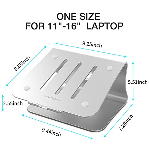 Laptop Stand, Aluminum Notebook Holder Riser Heat-Vent for MacBook Air/Pro, Dell, HP, Lenovo, Microsoft Surface, Samsung 11-16 inches Notebook (Space Silver) - color: Space Silver