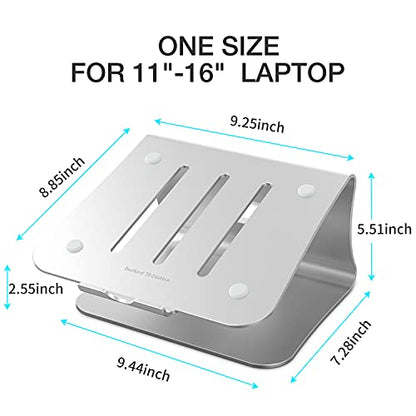 Laptop Stand, Aluminum Notebook Holder Riser Heat-Vent for MacBook Air/Pro, Dell, HP, Lenovo, Microsoft Surface, Samsung 11-16 inches Notebook (Space Silver) - color: Space Silver