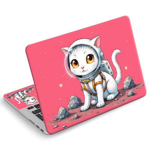 Universal Laptop Skin Sticker Decal, Compatible with MacBook HP Dell Lenovo 12"-15.6", Reusable Vinyl Notebook Cover 3PCS Set, High-Recognition Film-Kawaii Astronaut Cat Sticker - color: Kawaii Astronaut Cat Sticker