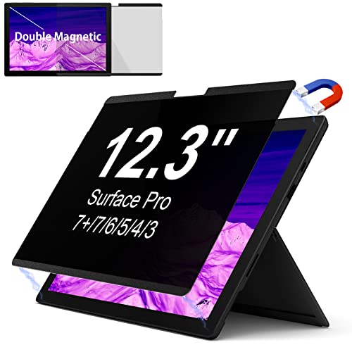 IPROKKO Privacy Screen for Surface Pro 7 Plus/7/6/5/4/(12.3 inch), Magnetic Removable Microsoft Surface Privacy Filter, Laptop Anti Glare Blue Light Screen Protector - size: Surface Pro 7/6/5/4/ 12.3"