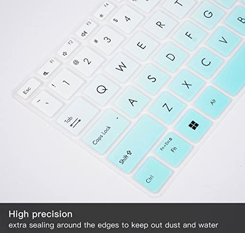 2PCS Keyboard Cover for ASUS Vivobook Go 15.6" E1504FA, VivoBook 16 K3605 F1603 M1603 X1603 M1605 F1605 16", VivoBook Pro 15X OLED M6501 K6501 M1503QA M1502, VivoBook S 15 OLED 15.6" M3502 K3502 - color: Gradual Mint+Clear