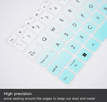 2PCS Keyboard Cover for ASUS Vivobook Go 15.6" E1504FA, VivoBook 16 K3605 F1603 M1603 X1603 M1605 F1605 16", VivoBook Pro 15X OLED M6501 K6501 M1503QA M1502, VivoBook S 15 OLED 15.6" M3502 K3502 - color: Gradual Mint+Clear