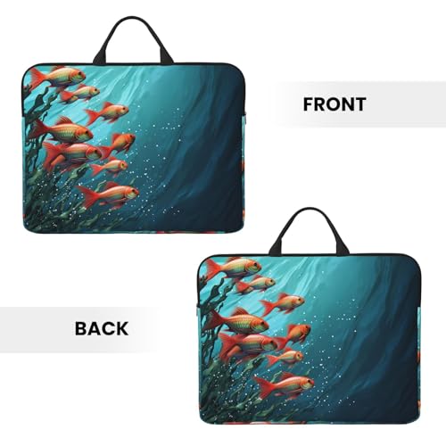 14 inch Laptop Sleeve with Handle Shockproof Laptop Bag Waterproof Computer Cover Bag Fish Aquarium Briefcase