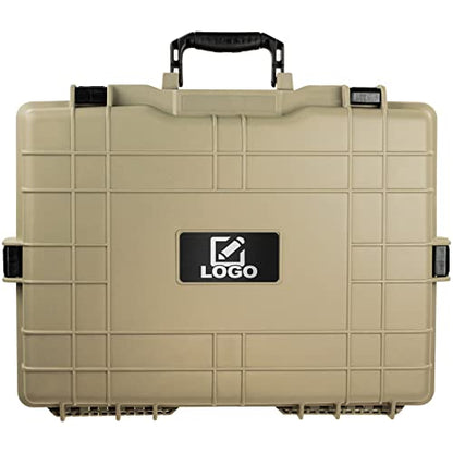 Eylar Large 22 inch Protective, Camera, Tools, Equipment Laptop Hard Case with Custom Logo Engraved Plate Waterproof, Customizable Pluck Foam for Laptops, Tablets, Electronics (Tan) - color: Tan