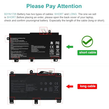 Futurebatt B31N1726 Battery Replacement for Asus FX80 FX86 TUF FX504 FX504G FX504GD FX504GE FX504GM FX505 FX505DT FX505DV FX505DU A15 FA506IU A17 FA706II B31BNEH B31BN91 Serie - size: B31N1726