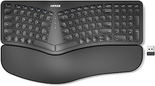 Arteck Split Ergonomic Keyboard with Palm Rest, 2.4G USB Wireless Keyboard