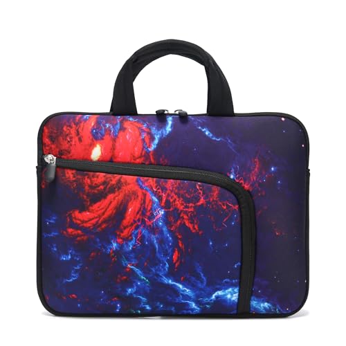 15 15.4 15.6 inch Laptop Handle Bag Computer Protect Notebook Sleeve Neoprene Cover Soft Carrying Case with Extra Pockets - color: Blue Galaxy