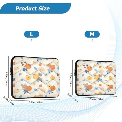 Cute Animal Fruit 15-16 Inch Quilted Laptop Sleeve Case Soft Notebook Protector Bag Computer Carrying Case - color: Cute Animal Fruit, size: Large