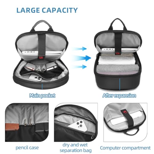 Expandable Laptop Backpack Unisex - 15.6 Inch Slim, Lightweight Waterproof,for Travel Work College (Large) - size: Large