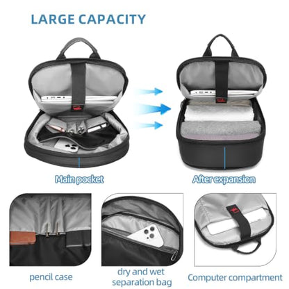 Expandable Laptop Backpack Unisex - 15.6 Inch Slim, Lightweight Waterproof,for Travel Work College (Large) - size: Large
