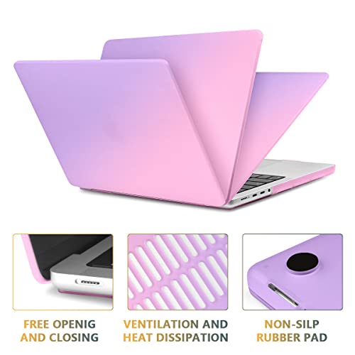 Teryeefi Case for MacBook Air 13.6 Inch Model A3240 A3113 A2681 (2022-2025 Release), Laptop Hard Case+USB 3 Adapter+Keyboard Cover+Stickers for MacBook Air 13 inch M4 M3 M2, Gradient Fink to Purple - color: Gradient Pink to Purple