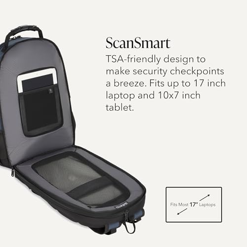 SWISSGEAR 1900 ScanSmart Laptop Backpack, Fits Most 17-Inch Laptops, TSA-Friendly Lay-Flat Design, RFID Protection, and Tablet Pocket, Black, 31L, 18.5-Inch - color: Blueberry