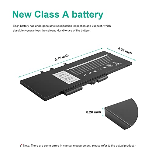 Fancy Buying 68Wh GJKNX Laptop Battery Replacement for Dell Latitude 5480 5580 5490 5590 5491 5591 5495 5488 Notebook 0GD1JP GD1JP DY9NT 0DY9NT 5YHR4 KCM82 0KCM82 - size: 9.45*4.09*0.28inch