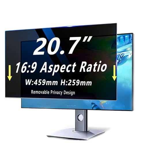 20.7 Inch computer privacy screen for 16:9 Monitor, Removable Anti-Glare Blue Light Filter & Anti-Scratch Protector Film, Privacy Shield for HP Dell Asus Acer Samsung Desktop Monitors (20.7" (16:9, 18.1×10.2 in)) - size: 20.7" (16:9, 18.1×10.2 in)