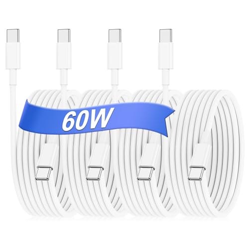 4-Pack 3FT USB C to USB C Cable for MacBook Air MacBook Pro Charger,iPad Pro 12.9 11 inch, iPad Air 5 4, Mini 6, iPhone 15 Pro Max Plus, Pixel, Samsung, USBC Type C Fast Charging Cord-3, White - color: White, size: 3Ft+3Ft+3Ft+3Ft