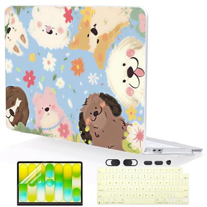 Compatible with MacBook Neo 13 inch Case 2026 (Model A3404), Printed Pattern Hard Shell Laptop Case with Keyboard Cover & Screen Film, Slim Plastic Protective Cover, Cute Dogs - color: Cute Dogs