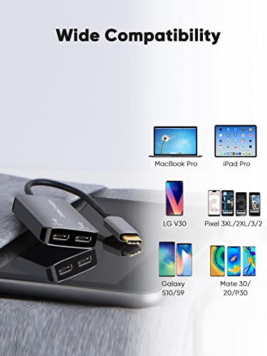 CableCreation USB Type C Splitter, 2-in-1 USB C Audio Adapter and PD Fast Charging, Type C Aux Dongle Compatible with iPad, MacBook, iPhone 16 15 Pro Max Plus, Galaxy S24/S23/S22+, Pixel 9/8/7+, Grey - style: USB C+USB C Audio (with tail)