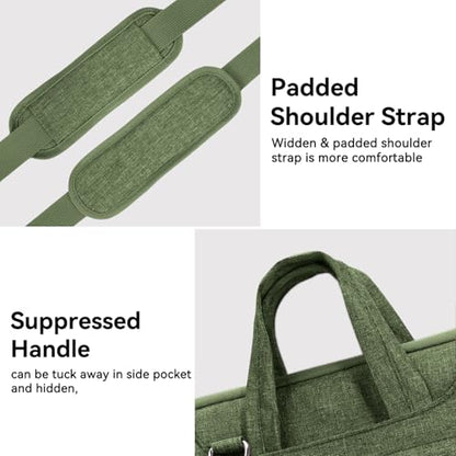 Voova 17.3-17 Inch Laptop Sleeve with Handle, MacBook Sleeve, Army Green | Splash-proof 17.3-inch laptop sleeve with handle and removable strap; fits Dell, HP and Lenovo notebooks for business travel - color: Army Green, size: 17-17.3 In