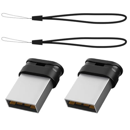 RAOYI 2 Pack 16GB USB 2.0 Flash Drive, Mini Fit USB Stick Ultra Slim Thumb Drive Jump Drive Zip Drive Pen Drive with Lanyard-Black - color: black 2 pack, size: 16GB-2.0