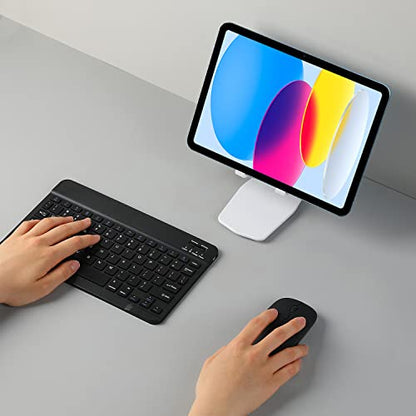 Ultra-Slim Rechargeable Bluetooth Keyboard Portable Wireless Keyboard for iPad A16 11th 10th Generation, iPad Pro iPad Air iPad Mini iPhone, Android Samsung Galaxy Tablet Smartphone Cell Phone (Black) - color: Black