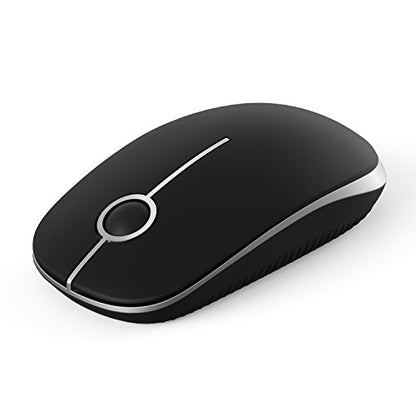 VssoPlor Wireless Mouse, 2.4G Slim Portable Computer Laptop Mouse with Nano Receiver Quiet Silent Optical Mice for Notebook, PC, Laptop, Computer-Black and Silver - color: Black and Silver