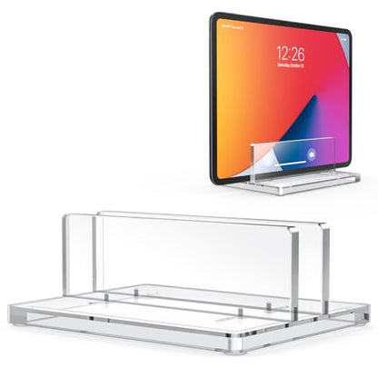 OMOTON Vertical Laptop Stand, Acrylic Single Holder for MacBook Gaming | Adjustable Width 0.87-2.24", Clear Acrylic Single Slot Stand for Desk, Compatible with MacBook Pro/Air HP Gaming up to 17" - size: Single-Clear