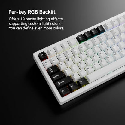 OOCTPK Chilkey ND75 Aluminum 75% Wireless Mechanical Gaming Keyboard with LCD Screen, Quick Assembly, BT/2.4G/USB-C, Hot Swappable Per-Key RGB Custom Keyboard for Windows, MacOS - color: White, size: 1.2mm PCB Flex Cut