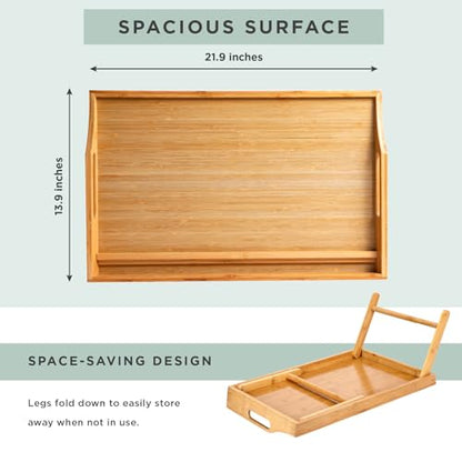 ROSSIE HOME Wood Bed Tray – Natural Bamboo, Fits 17.3” Laptops - color: Natural Bamboo, size: Extra Large