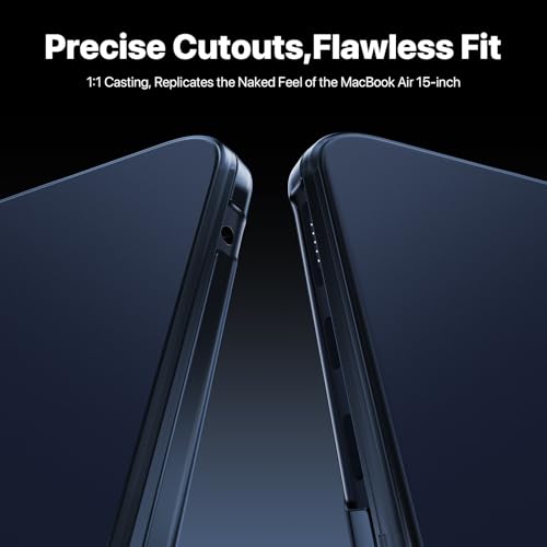 Macaset Case Compatible with MacBook Air 15 inch M5 2026-2023 M4-M2 Cover | Model A3448 A3241 A3114 A2941, Plastic Hard Shell Case & Scratch-Resistant - color: Midnight Clear
