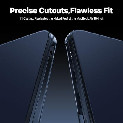Macaset Case Compatible with MacBook Air 15 inch M5 2026-2023 M4-M2 Cover | Model A3448 A3241 A3114 A2941, Plastic Hard Shell Case & Scratch-Resistant - color: Midnight Clear