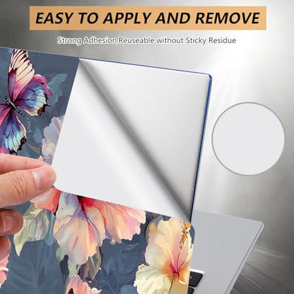 Laptop Skin Sticker for 12.1”-15.6“ Laptops (Fits 13”, 13.3”, 14”, 15”, 15.4”) | Protective Universal Reusable Vinyl Art Decal Cover | Waterproof & Scratch-Resistant-Flower Butterflies - color: Flower Butterflies