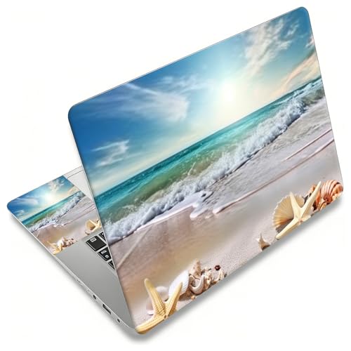 Laptop Skin Sticker Decal, Universal Reusable Vinyl Laptop Cover for 12" 13" 13.3" 14" 15" 15.4" 15.6" Notebook PC, Reusable Waterproof Scratch-Resistant with 2 Wrist Pads,Starfish Beach - color: Starfish Beach