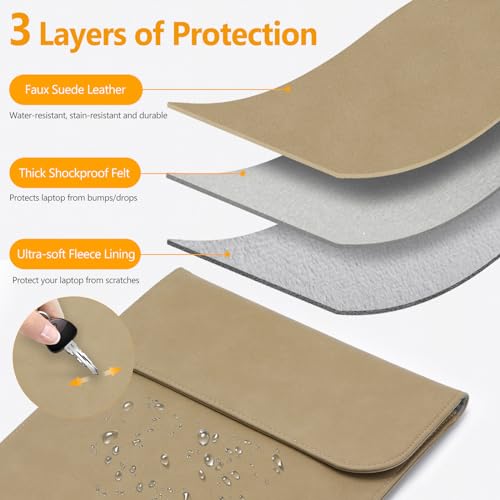 HYZUO 13 Inch Laptop Sleeve PC Case for MacBook Pro 13 M2 M1 2026-2016, 13" MacBook Neo 2026 A3404, MacBook Air 13 M5 A3449 M4 M3 M2 M1 2026-2018, 13" iPad Pro/Air, Surface Pro, XPS 13, Khaki - color: Khaki, size: 13 Inch