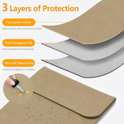 HYZUO 13 Inch Laptop Sleeve PC Case for MacBook Pro 13 M2 M1 2026-2016, 13" MacBook Neo 2026 A3404, MacBook Air 13 M5 A3449 M4 M3 M2 M1 2026-2018, 13" iPad Pro/Air, Surface Pro, XPS 13, Khaki - color: Khaki, size: 13 Inch