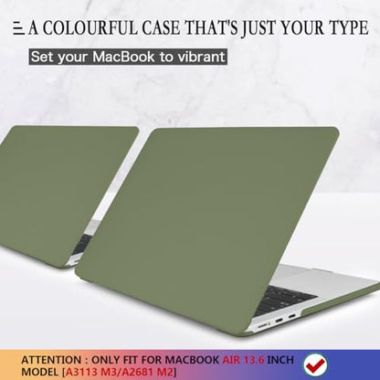 CISSOOK Compatible with MacBook Air 13.6 inch Case M2 M3 M4 M5 | A3449 A3240 A3113 A2681, 5in1 Set Hard Shell Case Keyboard Cover for MacBook Air 13 inch 2022 - 2026, Avocado Green - color: Air13.6inch-Frosted Avocado Green