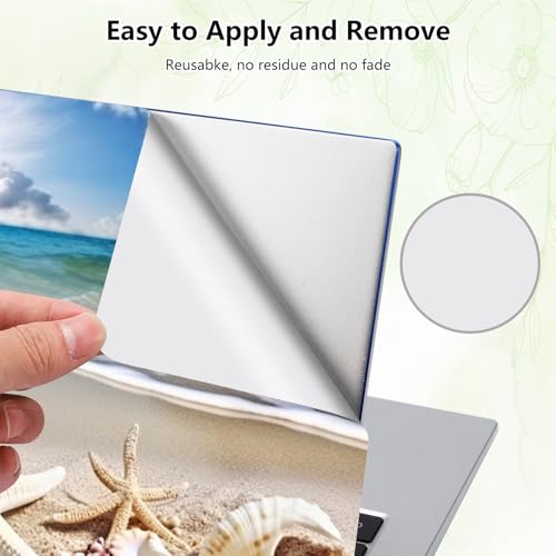 Laptop Skin Sticker Decal, Universal Reusable Vinyl Laptop Cover for 12" 13" 13.3" 14" 15" 15.4" 15.6" Notebook PC, Reusable Waterproof Scratch-Resistant with 2 Wrist Pads,Beach Starfish - color: Beach Starfish