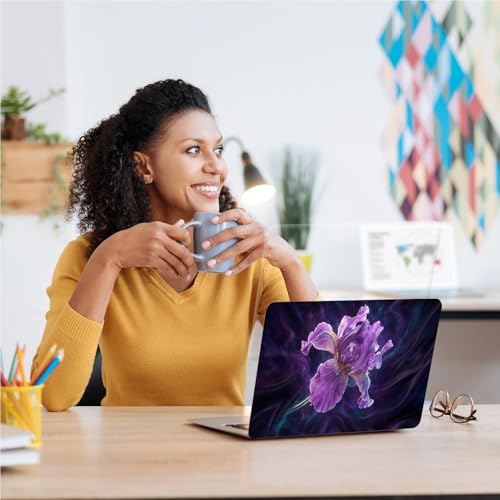 Universal Laptop Skin, DIY Cut-to-Fit Vinyl Cover Compatible with HP, Dell, Lenovo, Mac (13.3" to 15.6"), Anti-Scratch, No Residue & Bubble-Free Protective Decal Sticker, Galaxy Iris Flower - color: Galaxy Iris Flower