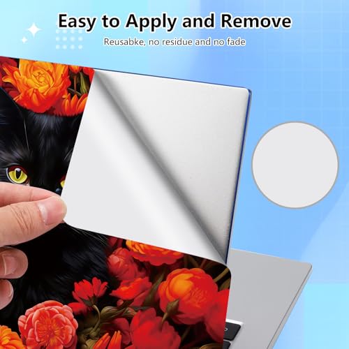 Universal Laptop Skin Sticker Decal for 11.6”12" 13" 13.3" 14" 15" 15.4" 15.6" Reusable Waterproof Scratch-Scratch Resistant Protective Vinyl Laptop Notebook Skin Stickers,Red Floral Flower Black Cat - color: Red Floral Flower Black Cat
