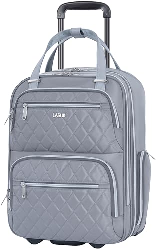 Underseat Carry On Luggage with Wheels, 17 inch Lightweight Overnight Soft Sided Personal Luggage Bag Carry-On Suitcase for Short Trip Travel Business, Grey - color: Grey