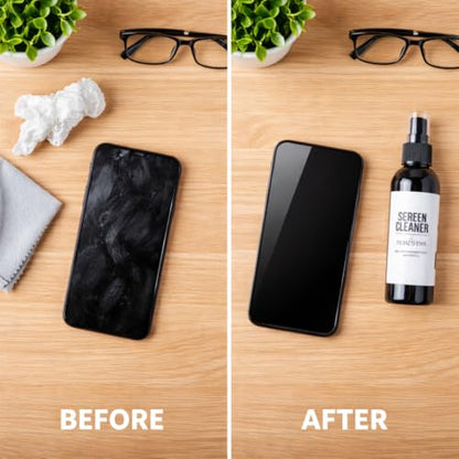 Fenestra Screen Cleaner Spray Kit – 4 oz Premium Screen Cleaning Solution with Microfiber Cloth – Safe for Phones, Laptops, Tablets, TVs and Electronics