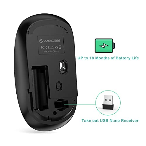 JOYACCESS Wireless Mouse for Laptop, J 2.4G Slim Portable Wireless Silent Mouse, 5 Adjustable DPI, Computer Mouse Wireless with USB Receiver for Desktop,PC,Notebook,MacBook,Chromebook (Black) - color: Black