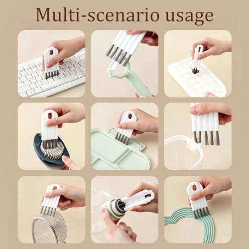 Keyboard Cleaning Brush Tool with Bendable Cup Cover, Flexible Dust Remover for Keyboards, Laptops, Office and Home, White