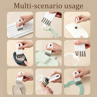 Keyboard Cleaning Brush Tool with Bendable Cup Cover, Flexible Dust Remover for Keyboards, Laptops, Office and Home, White